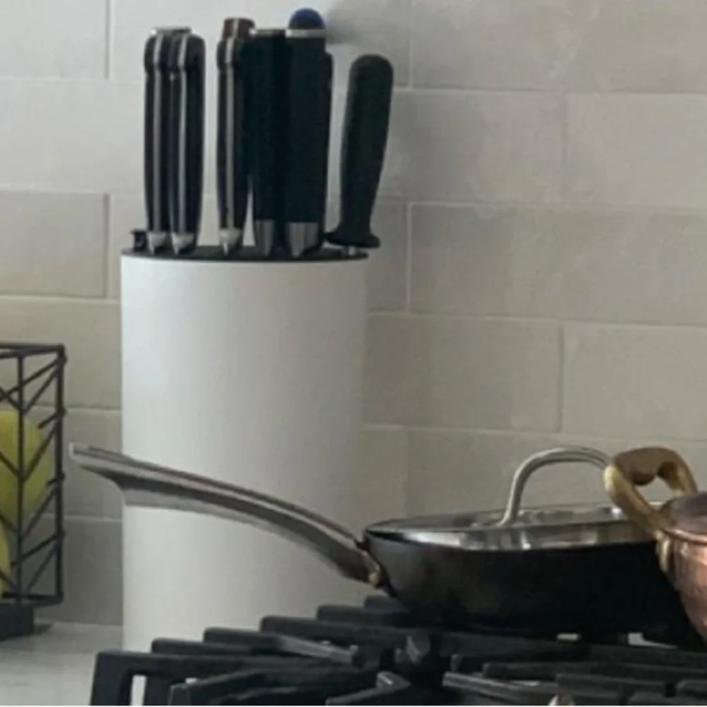 NEW OOU Universal Knife Block Holder Space Saver Knife Organizer White